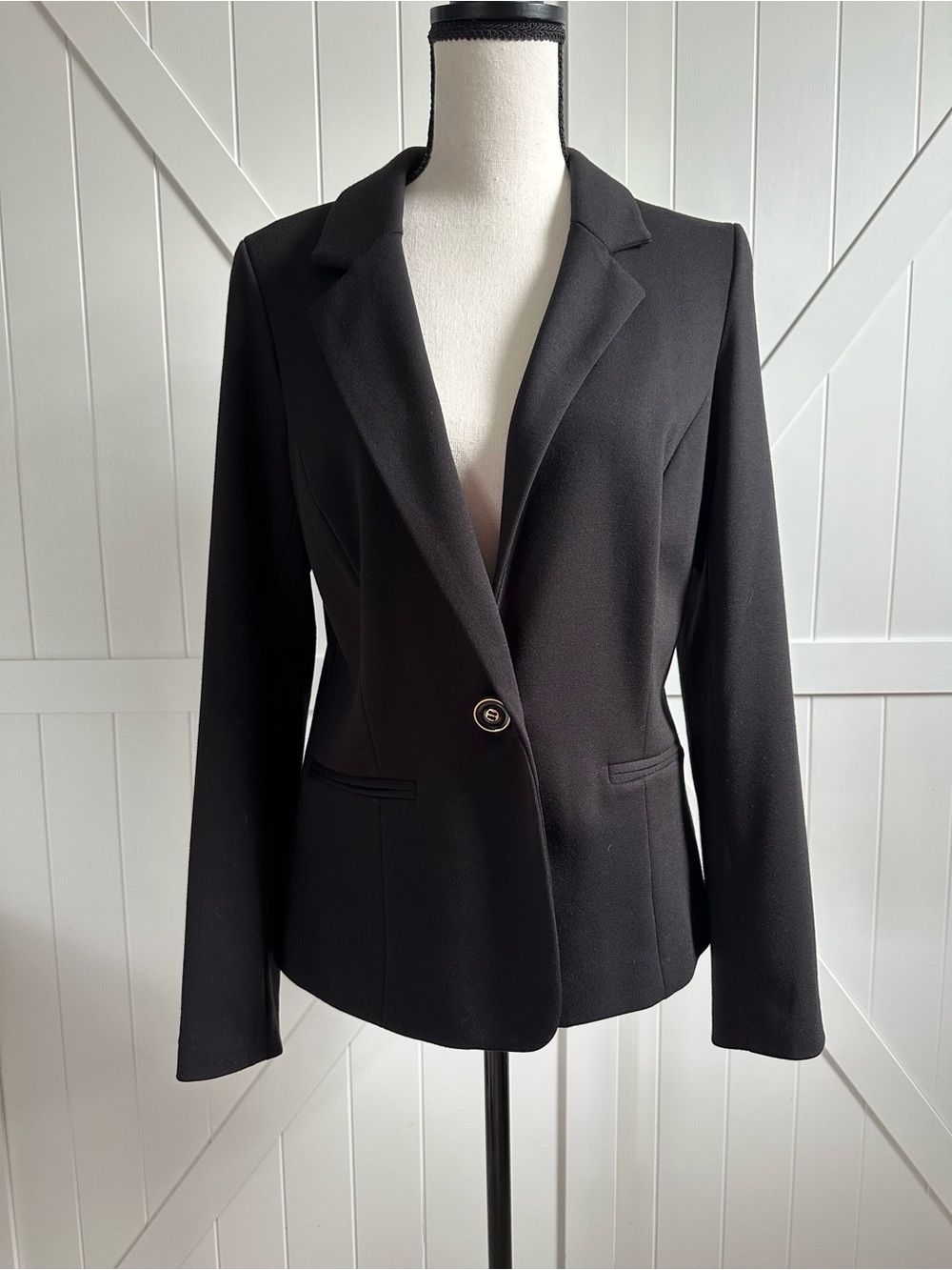 NY Collection Women’s M Black Tailored One Button Blazer Jacket